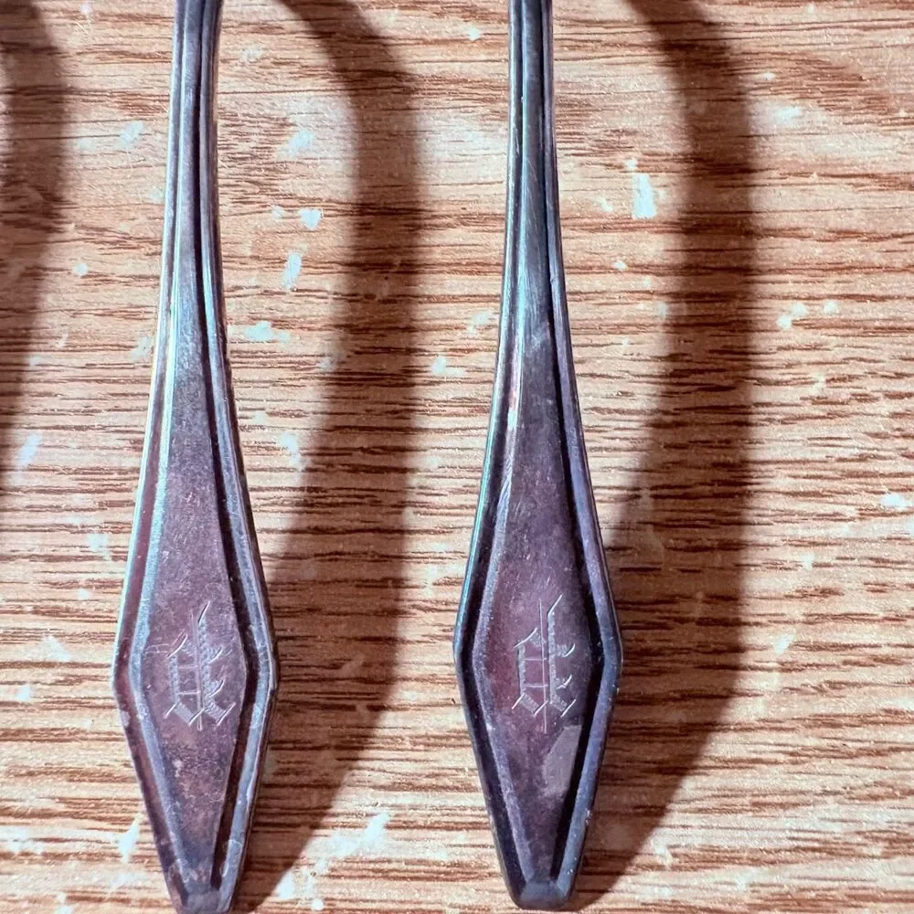 Vintage Teaspoon Lot Of 5 Tarnished A P On The Bottom Of Stem